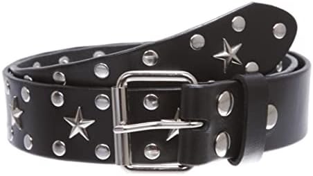 Snap On Silver Star and Circle Studded Belt, Black | S/M - 32